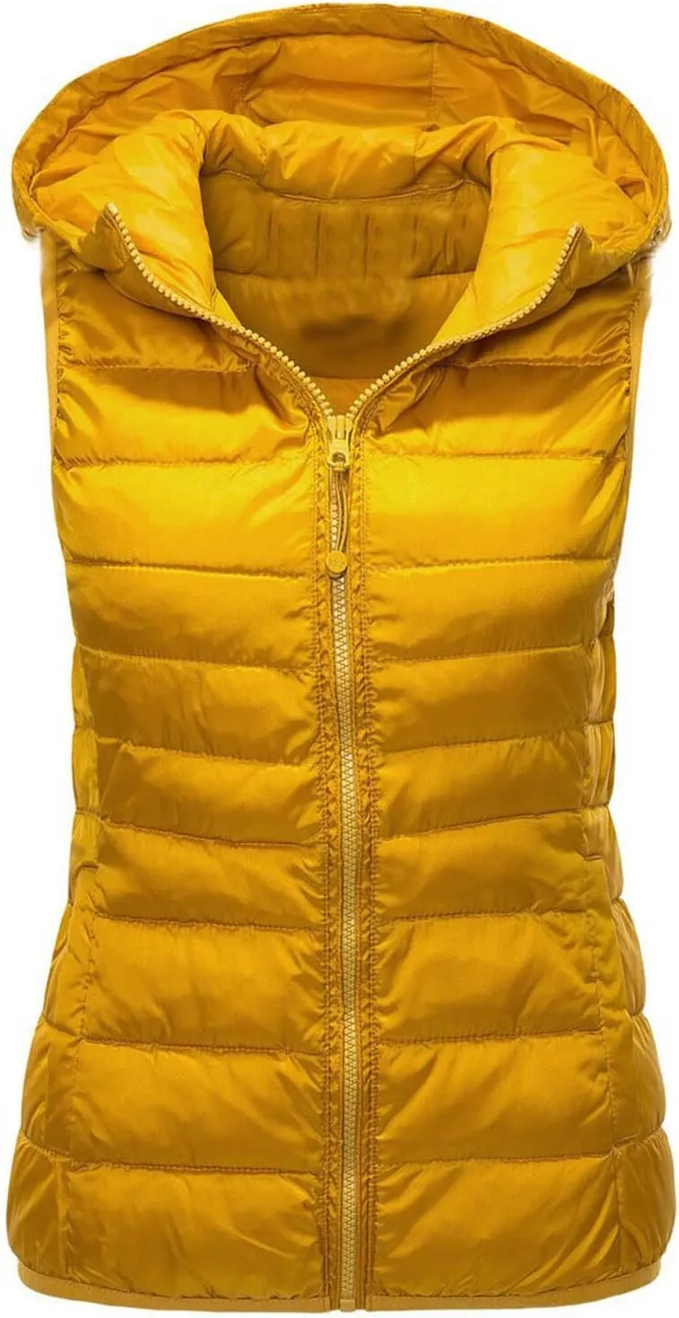 Womens Puffer Vest Sleeveless Puffy Jacket Packable Lightweight Down Vest Winter Down Waistcoat Casual Zip Up Outwear