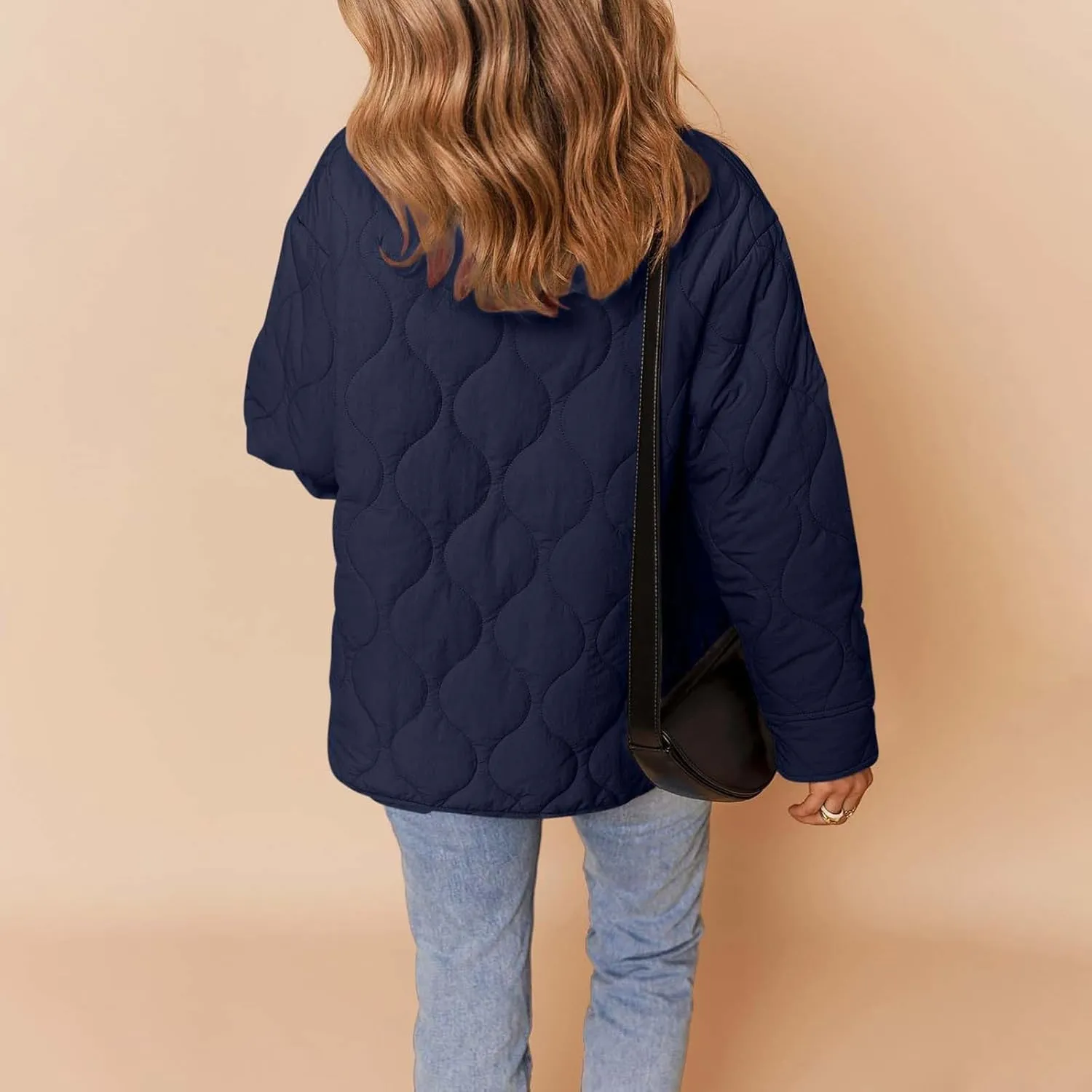 Women's Quilted Jackets Lightweight Puffer Jacket Loose Button Down Cardigan Outerwear Down Coats for Fall and Winter