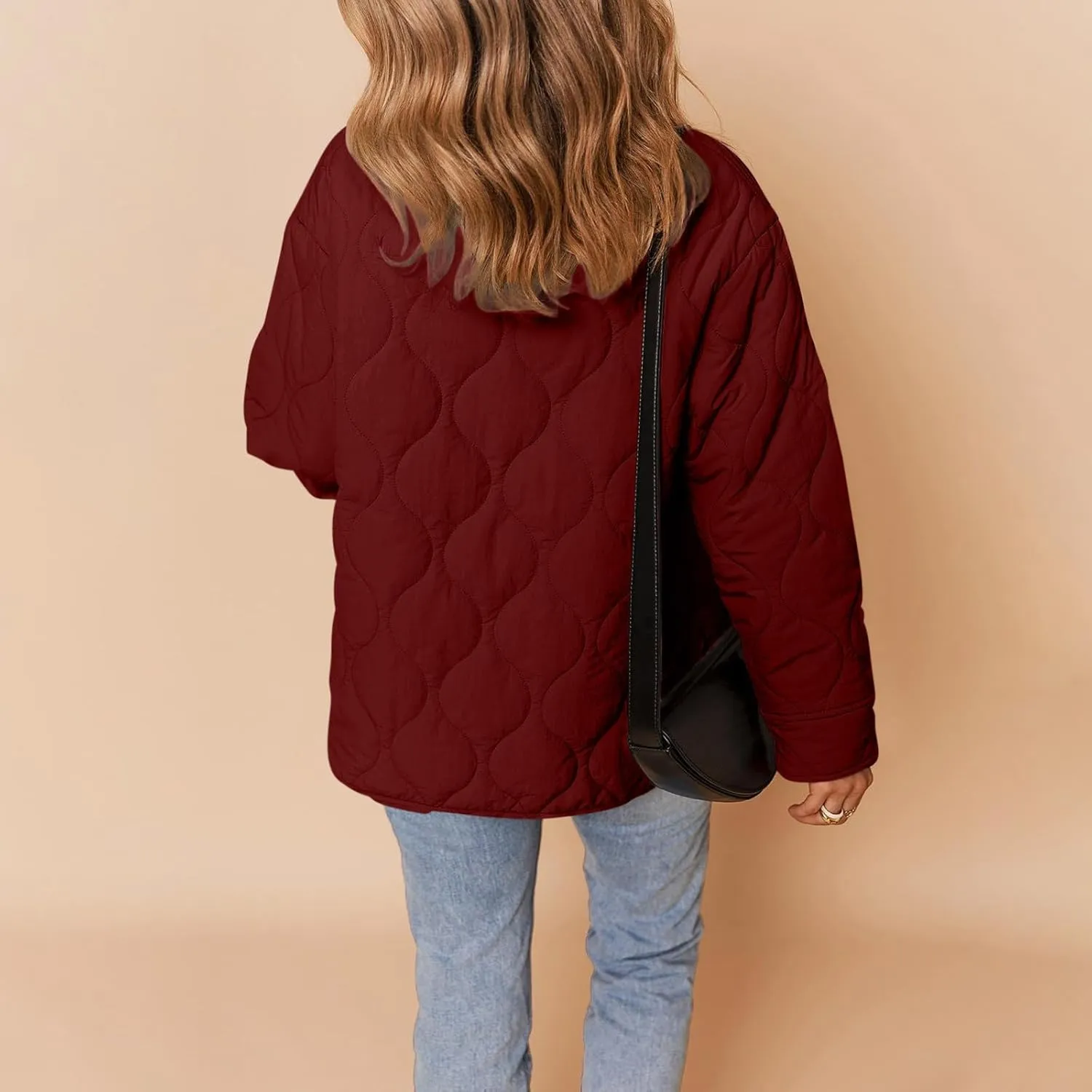 Women's Quilted Jackets Lightweight Puffer Jacket Loose Button Down Cardigan Outerwear Down Coats for Fall and Winter