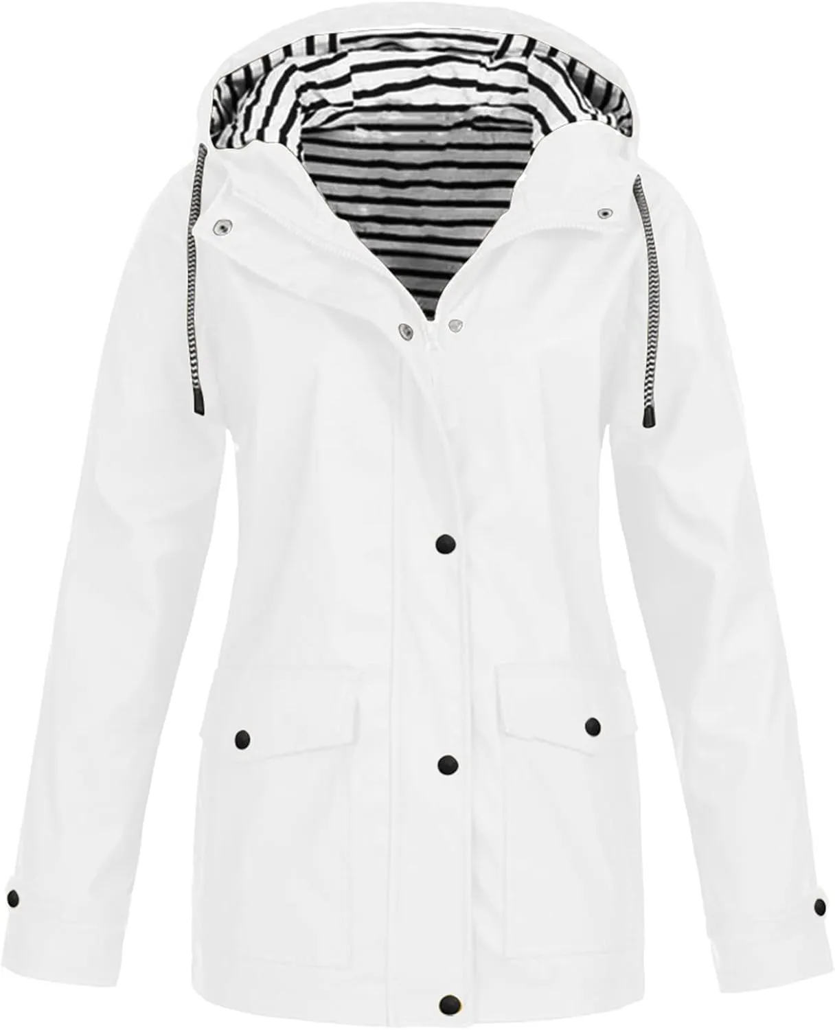 Womens Raincoats Waterproof Rain Jacket Lightweight Hooded Active Outdoor Trench Coats Zip Up Windbreaker 2024