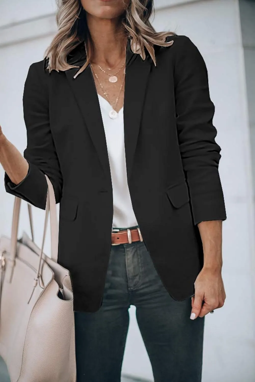 Womens Suit Jacket Business Casual Blazer Long Sleeve Lapel Open Front Button Work Blazer Jackets Trendy Clothes