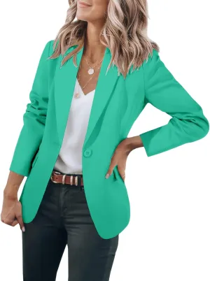 Womens Suit Jacket Business Casual Blazer Long Sleeve Lapel Open Front Button Work Blazer Jackets Trendy Clothes