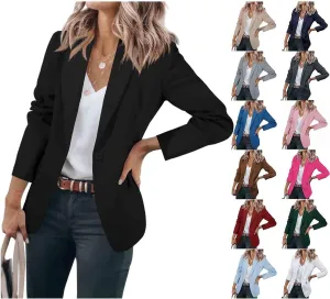 Womens Suit Jacket Business Casual Blazer Long Sleeve Lapel Open Front Button Work Blazer Jackets Trendy Clothes