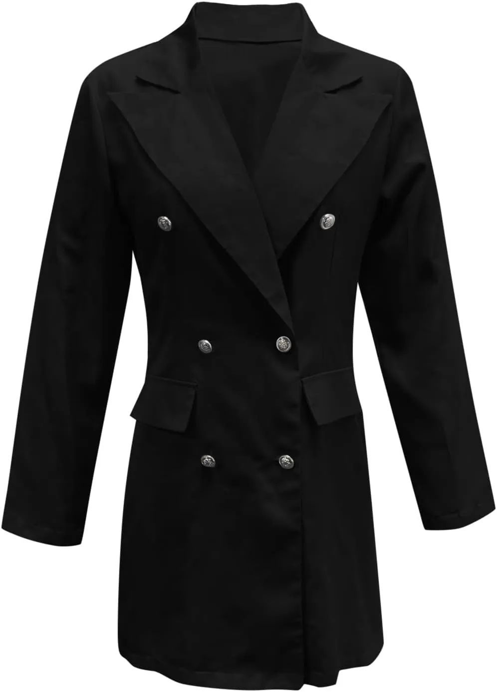 Women's Summer Blazer Button Lapel 3/4 Sleeves Pocketless Mid-Length Work Jacket Outdoor Trendy Fashion Suit Jackets
