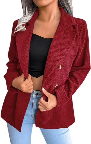 Women's Summer Blazer Button Long Sleeve Pocket Lapel Casual Business Convenient Soft Comfy Stylish Lightweight