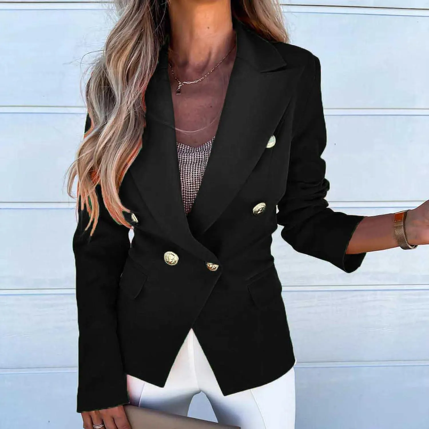 Women's Summer Blazer Button Long Sleeve Pocket Lapel Elegant Trendy Elegant Comfort Fit Fashion Lightweight