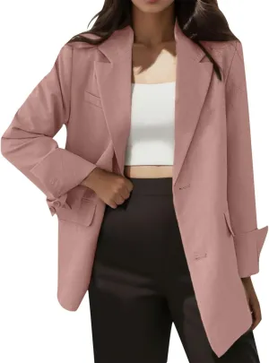 Women's Summer Blazer Button Long Sleeve Pocket Lapel Elegant Trendy Outdoor Solid Color Fashion Suit Jackets