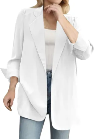Women's Summer Blazer Lapel 3/4 Sleeve Dressy Elegant Trendy Comfortable Soft Comfy Fashion Suit Jackets