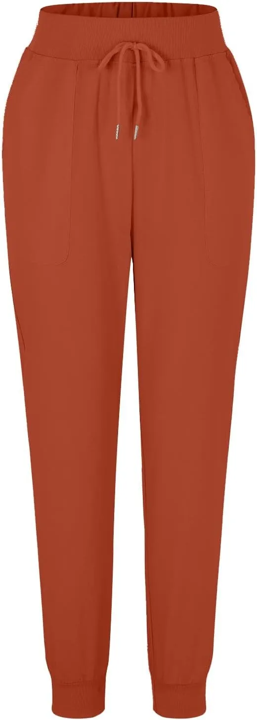 Womens Summer Linen Pants Casual Long Trousers Drawstring Elastic Waist Lounge Pants Comfy Sweatpants Joggers Pockets