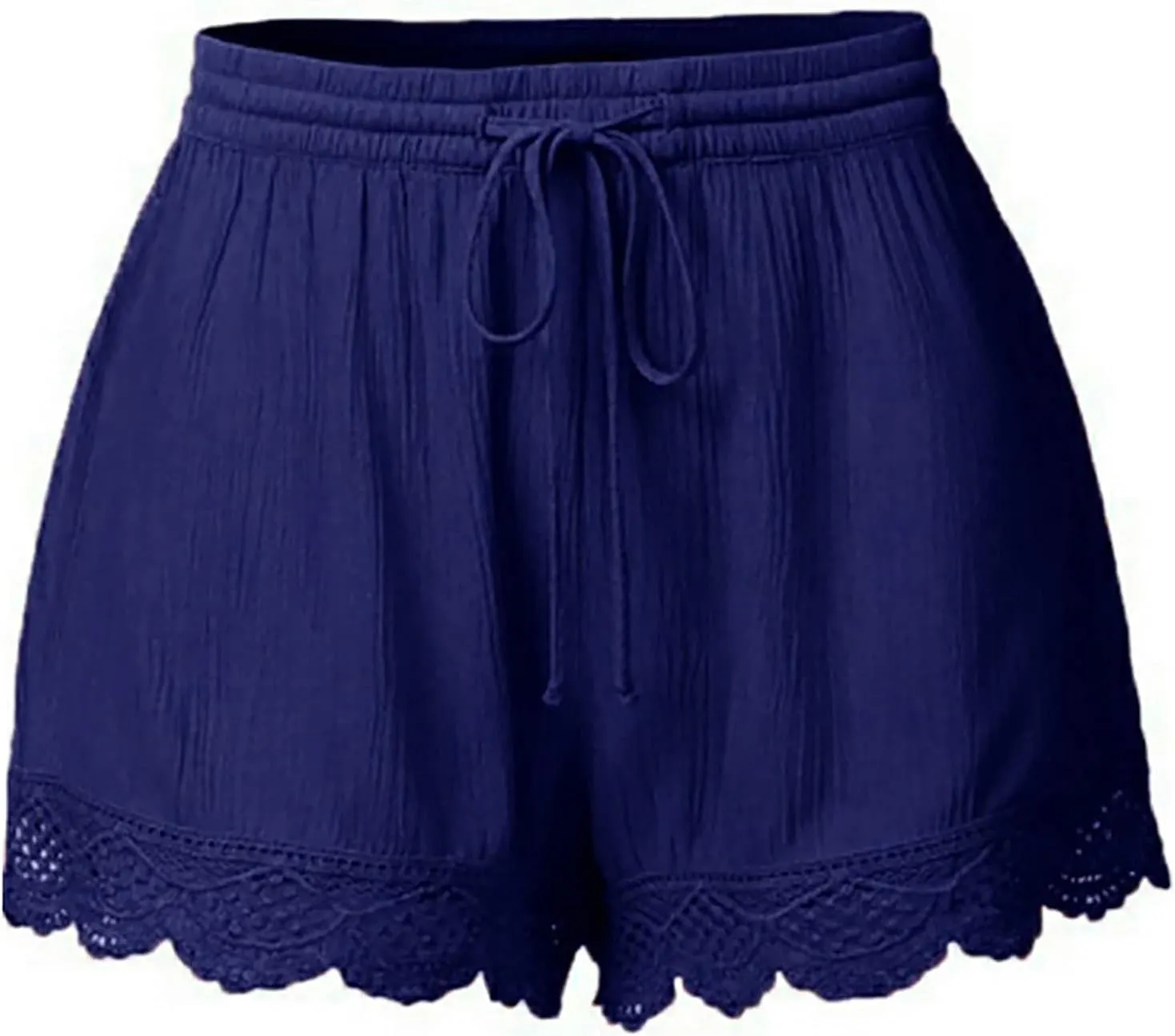 Womens Summer Shorts Casual Dressy Lace Trim Drawstring Elastic Waist Beach Pants Workout Gym Shorts Plus Size.S-5XL