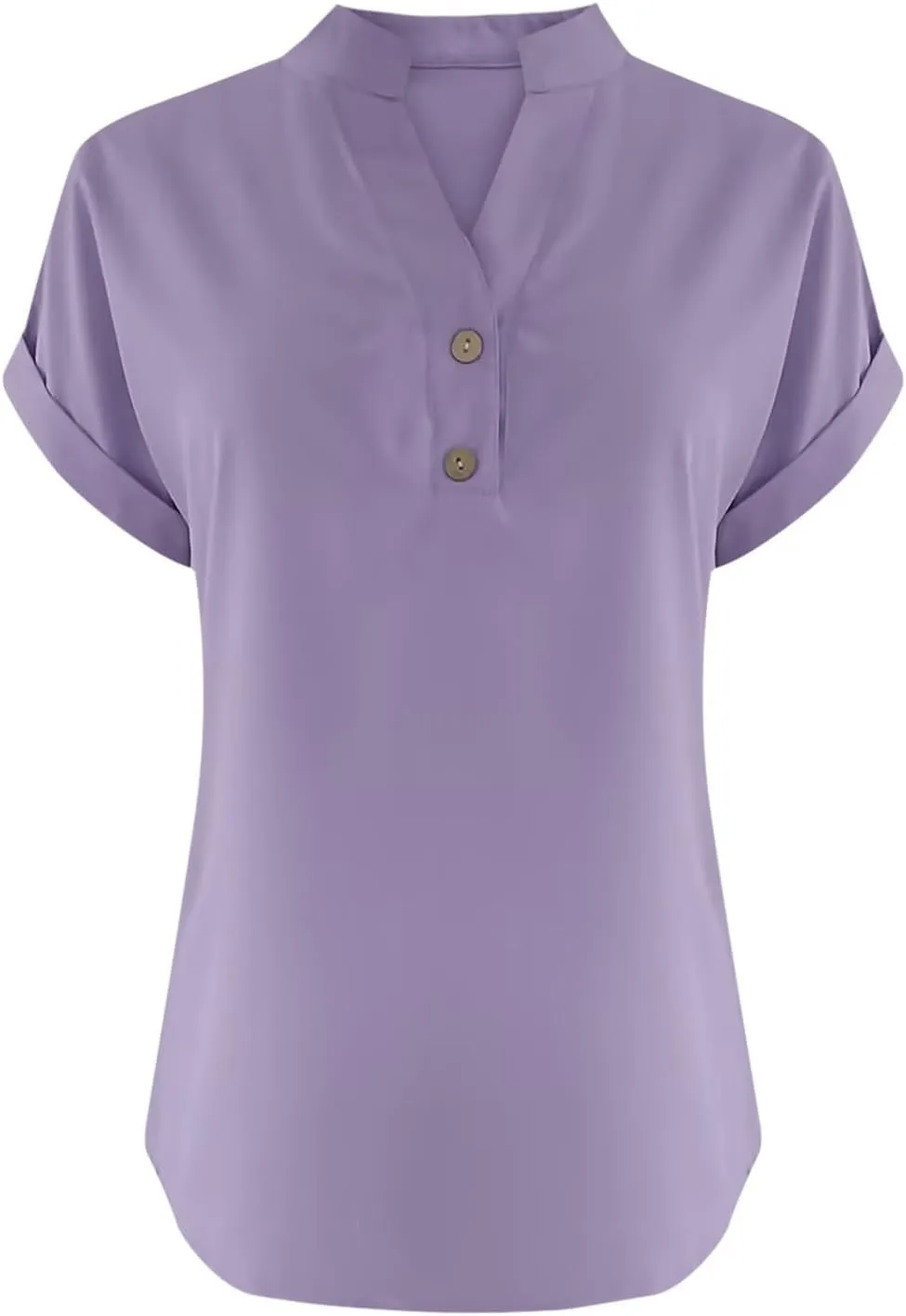 Womens Summer Tops Lightweight Trendy Linen Shirts Comfy Button Down Short Sleeve V Neck Tops Casual Dressy Blouses