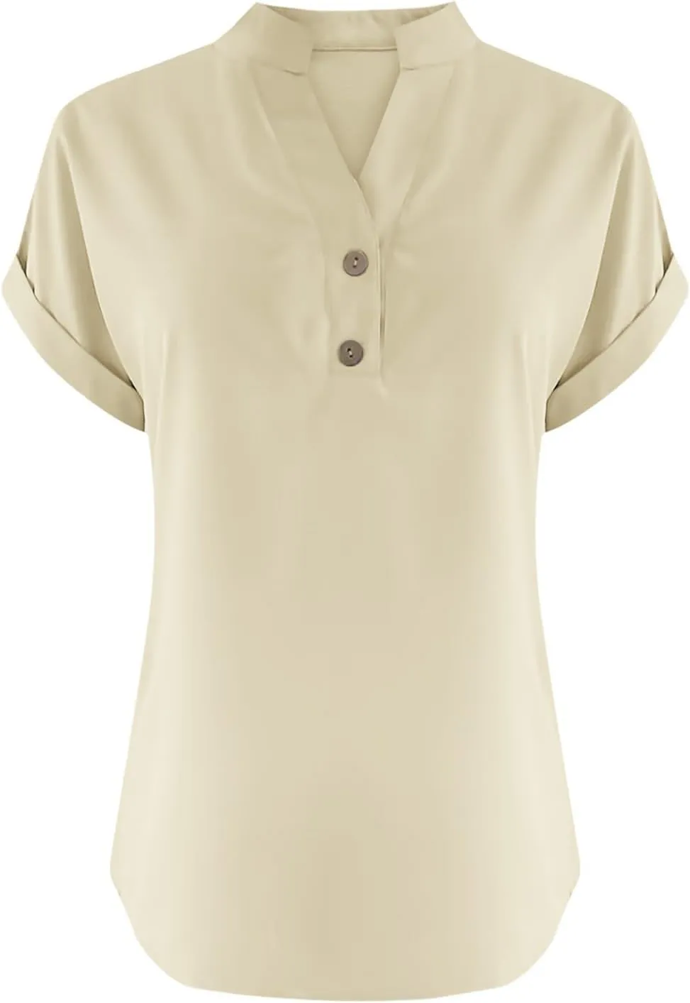 Womens Summer Tops Lightweight Trendy Linen Shirts Comfy Button Down Short Sleeve V Neck Tops Casual Dressy Blouses