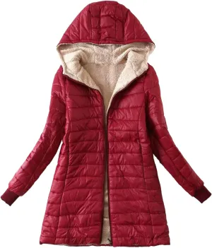 Womens Thickened Long Down Jacket Winter Down Outwear Hooded Puffer Jacket Basic Long Sleeve Blouse Winter Coat