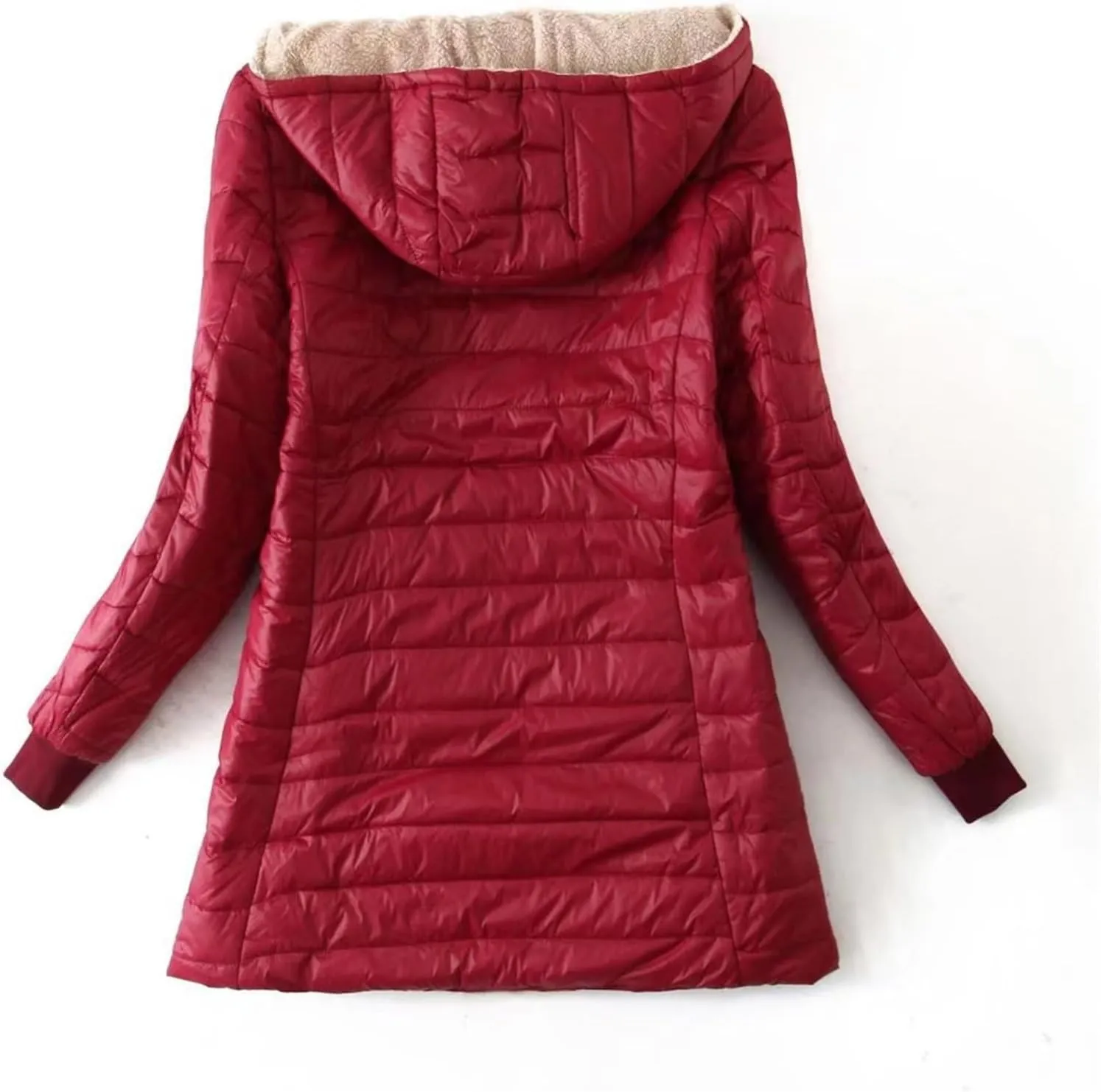 Womens Thickened Long Down Jacket Winter Down Outwear Hooded Puffer Jacket Basic Long Sleeve Blouse Winter Coat