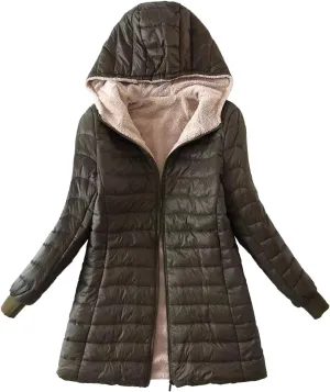 Womens Thickened Long Down Jacket Winter Down Outwear Hooded Puffer Jacket Basic Long Sleeve Blouse Winter Coat