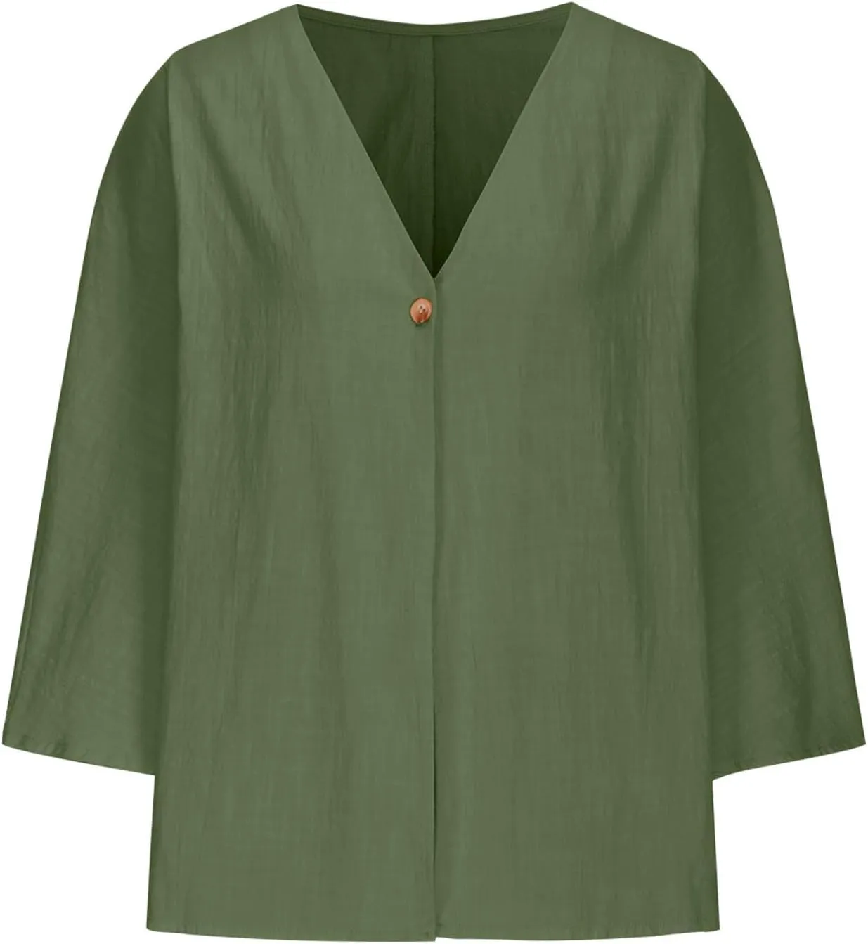Womens Tops Casual Summer Linen Work Tops Trendy Button Down V Neck Long Sleeve Shirts Oversized Comfy Top Blouses