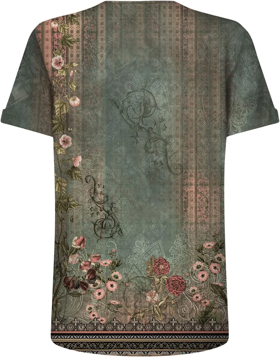 Womens Tops Round Neck Short Sleeve Floral Printed T Shirts 2024 Summer Fashion Basic Boho T Shirts