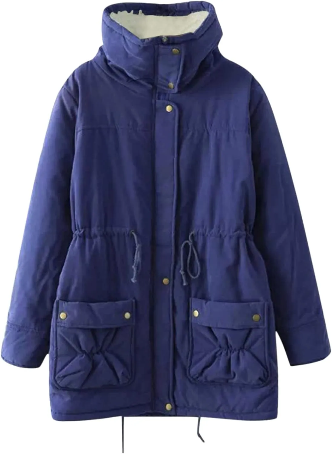 Women's Warm Plus Fleece Workwear Jacket Solid Jacket Hooded Jacket Long Sleeve Women Utility Jacket with Hood
