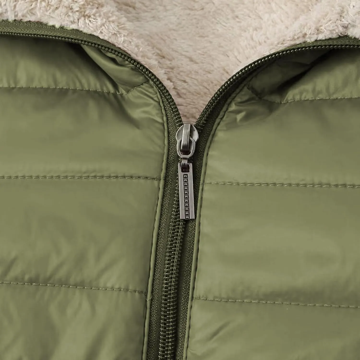 Womens Winter Coats Puffer Thickened Warm Hooded Down Jacket Sherpa Fleece Lined Down Coat Long Sleeve Quilted Jacket