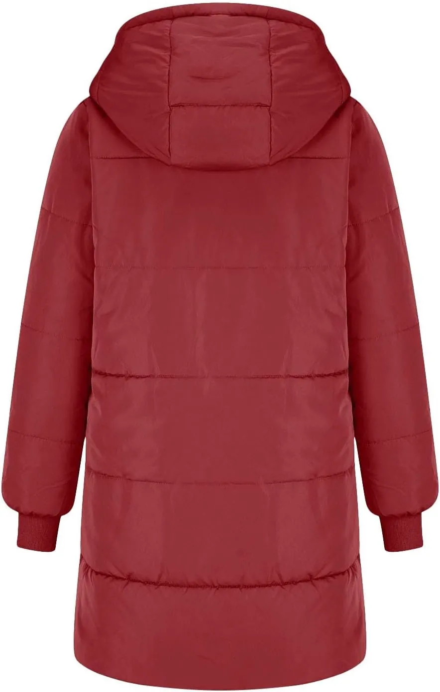 Womens Winter Coats Quilted Puffer Jacket Thicken Warm Down Coat Sherpa Lined Outerwear Button Down Puffy Jackets