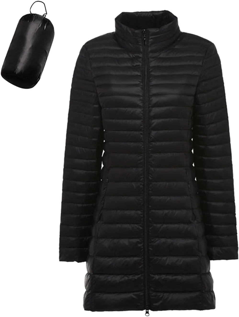 Women's Winter Down Long Jacket Warm Packable Down Thickened Puffer Warm Coat Lightweight Slim Fit Hooded Jackets