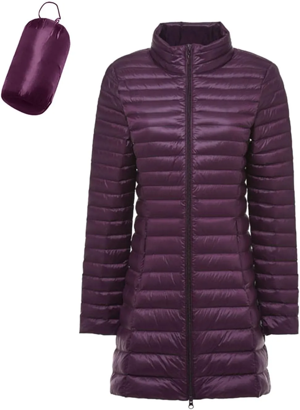 Women's Winter Down Long Jacket Warm Packable Down Thickened Puffer Warm Coat Lightweight Slim Fit Hooded Jackets