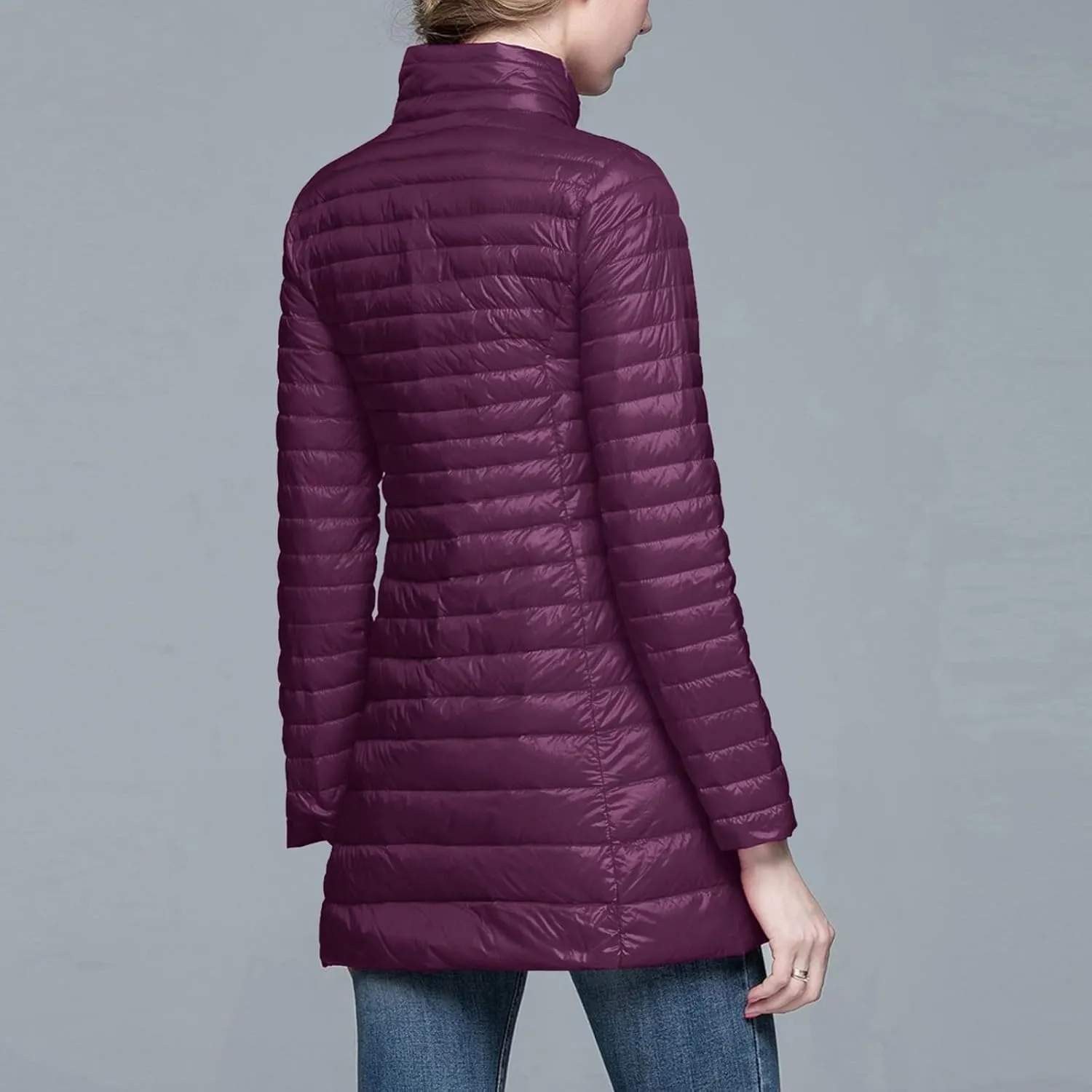 Women's Winter Down Long Jacket Warm Packable Down Thickened Puffer Warm Coat Lightweight Slim Fit Hooded Jackets