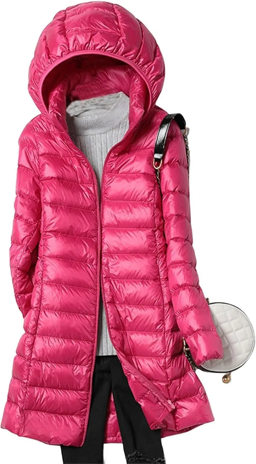 Women's Winter Hooded Short Puffy Packable Jacket Thickened Down Jacket Warm Puffer Down Coat