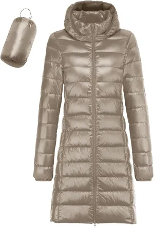 Womens Winter Jacket Packable Down Jacket Winter Warm Puffer Coat Lightweight Slim Fit Jacket Long Down Coat Ouewear