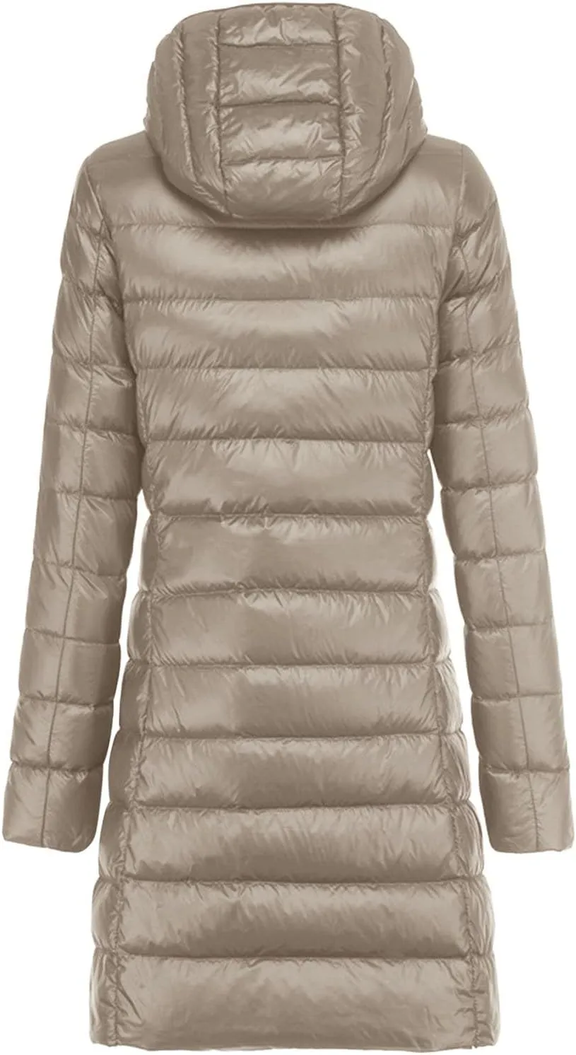 Womens Winter Jacket Packable Down Jacket Winter Warm Puffer Coat Lightweight Slim Fit Jacket Long Down Coat Ouewear
