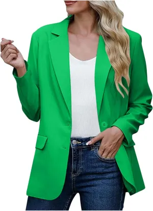 Women's Work Office Blazer Business Casual Lightweight Jackets Long Sleeve Open Front Slim Fit Button Lapel Blazer