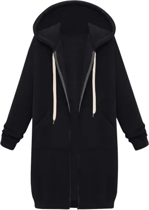 Zip Up Hoodie Women Long Sleeve Oversized Sweatshirts Casual Lightweight Fleece Jackets With Pockets