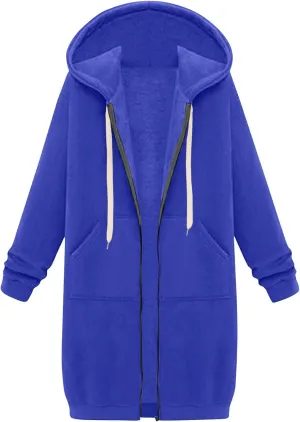 Zip Up Hoodie Women Long Sleeve Oversized Sweatshirts Casual Lightweight Fleece Jackets With Pockets