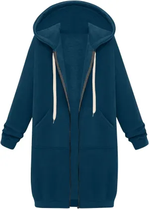 Zip Up Hoodie Women Long Sleeve Oversized Sweatshirts Casual Lightweight Fleece Jackets With Pockets