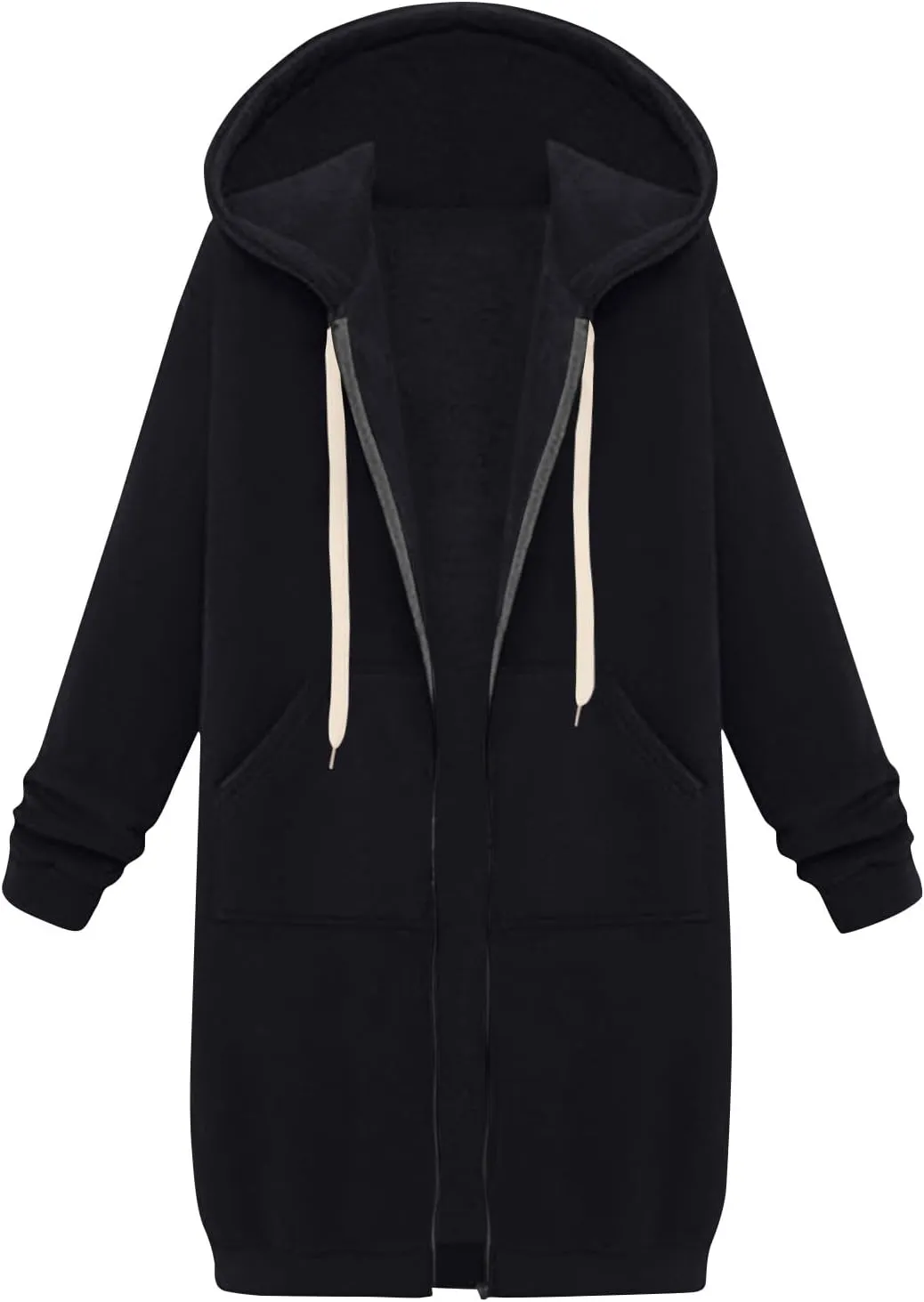 Zip Up Hoodie Women Long Sleeve Oversized Sweatshirts Casual Lightweight Fleece Jackets With Pockets