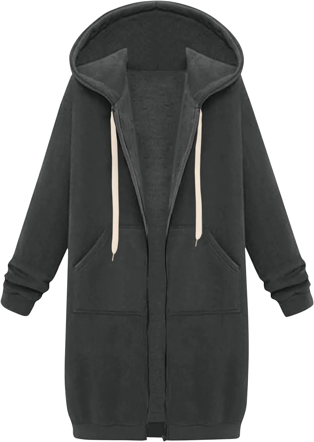 Zip Up Hoodie Women Long Sleeve Oversized Sweatshirts Casual Lightweight Fleece Jackets With Pockets